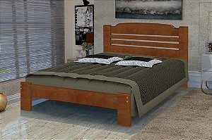 Cama King Size Dubai de Madeira Maciça Angelim Pedra/Tauari Castanho