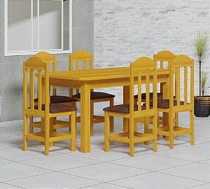 Conjunto Mesa de Jantar 3D Moveis Roma Florida com 06 Cadeiras 1.80 x 0.90  Retangular - R$ 6.151,68 - Madeira Fina