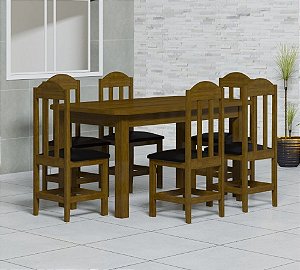 Conjunto Mesa de Jantar com 06 Cadeiras Giratorias Malta e Mesa Ilheus 1.80  x 1.00 Retangular - R$ 8.613,00 - Madeira Fina