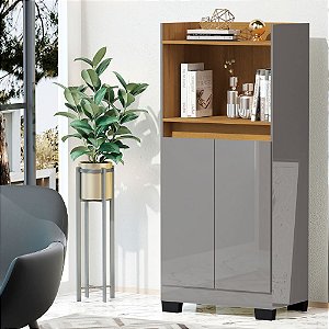 Balcão Home Office Baixo 2 Portas Jet Onix e mel