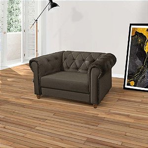 Poltrona Chesterfield Viena Capitonê Suede Marrom