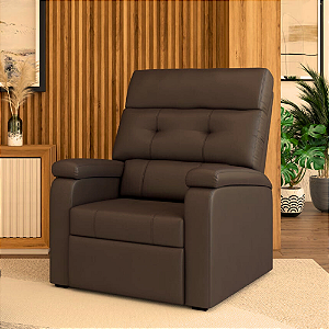 Poltrona Reclinavel Estofada Grande Confortavel Corino Marrom