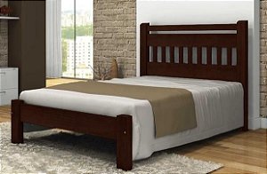 Cama King Size Antares de Madeira Maciça Angelim Pedra/Tauari Tabaco