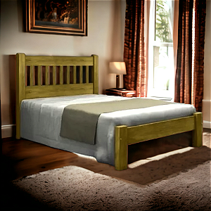 Cama Queen Size Pérola Madeira Maciça Angelim Pedra/Tauari Imbuia Novo