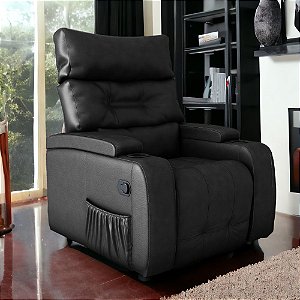 Cadeira Do Papai Reclinavel Sala de Cinema Luxo GM Corino Preto