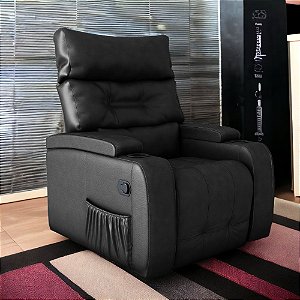 Poltrona Do Papai Reclinavel Abertura Facil Porta Copo Luxo GM Corino Preto