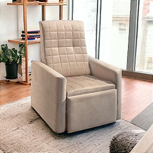 Cadeira do Papai Reclinável Grande Confortável Suede Bege