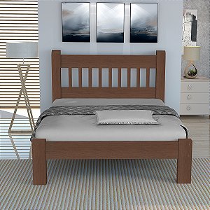 Cama de Casal Luxo de Madeira Maciça Cedro Tauari Tabaco