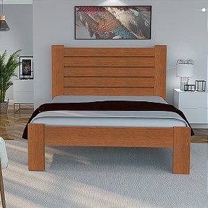 Cama de Casal Milano de Madeira Maciça Cedro Tauari Castanho