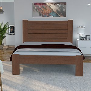 Cama de Casal Milano de Madeira Maciça Cedro Tauari Tabaco