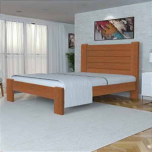Cama Queen Size Casal Milano de Madeira Maciça Cedro Tauari Castanho