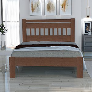 Cama de Casal Estrela de Madeira Maciça Cedro Tauari Tabaco