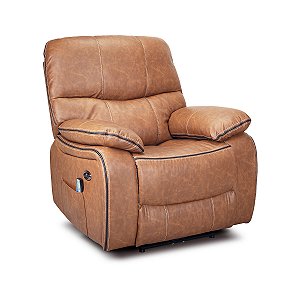 Poltrona Do Papai Reclinável Elétrica E Massagem Com Entrada USB Corino Premium Marrom