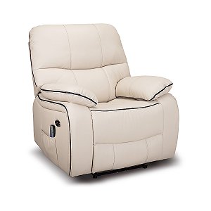 Poltrona Do Papai Reclinável Elétrica E Massagem Com Entrada USB Corino Premium Off White