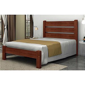 Cama Queen Size Maiorca de Madeira Maciça Angelim Pedra/Tauari - Castanho