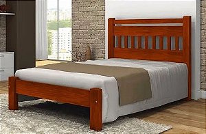 Cama de Casal Antares de Madeira Maciça Angelim Pedra/Tauari - Mel