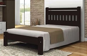 Cama de Casal Antares de Madeira Maciça Angelim Pedra/Tauari - Tabaco