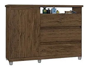 Comoda Para Quarto Sapateira 3 Gavetas Sky Amendoa