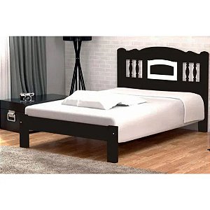 Cama Queen Size Bella de Madeira Maciça Angelim Pedra/Tauari - Tabaco/Branco
