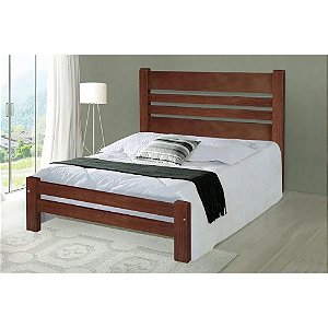 Cama de Casal Prime de Madeira Maciça Angelim Pedra/Tauari - Cor Castanho