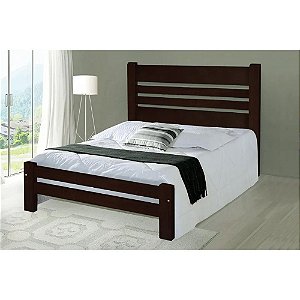 Cama Queen Size Prime de Madeira Maciça Angelim Pedra/Tauari - Tabaco