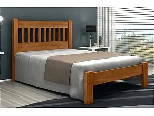 Cama de Casal Pérola de Madeira Maciça Angelim Pedra/Tauari - Imbuia