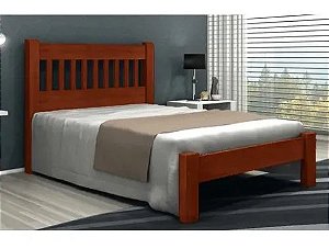 Cama Queen Size Pérola de Madeira Maciça Angelim Pedra/Tauari - Castanho