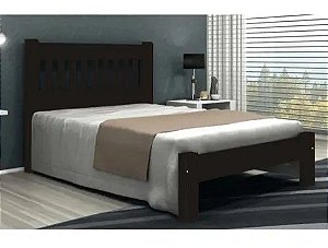 Cama Queen Size Pérola de Madeira Maciça Angelim Pedra/Tauari - Tabaco