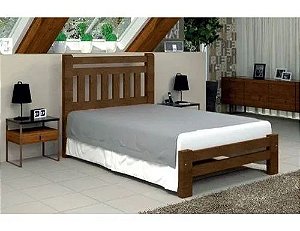 Cama de Casal Bari de Madeira Maciça Angelim Pedra/Tauari - Imbuia