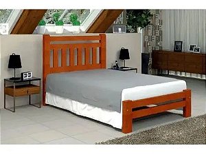 Cama de Casal Bari de Madeira Maciça Angelim Pedra/Tauari - Mel