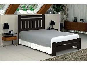 Cama de Casal Bari de Madeira Maciça Angelim Pedra/Tauari - Tabaco