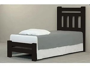 Cama de Solteiro Bari de Madeira Maciça Angelim Pedra/Tauari - Tabaco