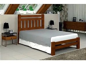 Cama Queen Size Bari de Madeira Maciça Angelim Pedra/Tauari - Castanho