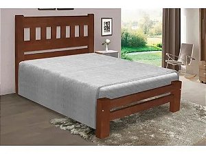 Cama de Casal Madri de Madeira Maciça Angelim Pedra/Tauari - Castanho