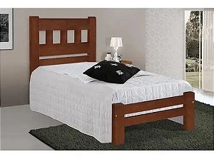 Cama de Solteiro Madri de Madeira Maciça Angelim Pedra/Tauari - Castanho