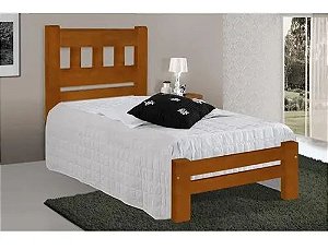 Cama de Solteiro Madri de Madeira Maciça Angelim Pedra/Tauari - Mel