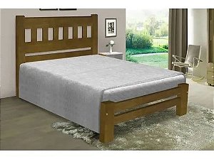 Cama Queen Size Madri de Madeira Maciça Angelim Pedra/Tauari - Cor Imbuia