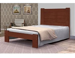 Cama de Casal Malbec de Madeira Maciça Angelim Pedra/Tauari - Cor Castanho