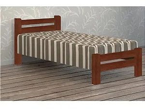 Cama de Solteiro Piazza de Madeira Maciça Angelim Pedra/Tauari - Castanho