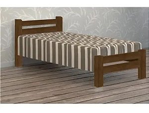 Cama de Solteiro Piazza de Madeira Maciça Angelim Pedra/Tauari - Imbuia
