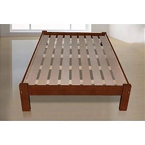 Cama de Casal Turca Barion de Madeira Maciça Angelim Pedra/Tauari Castanho