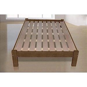 Cama de Casal Turca Barion de Madeira Maciça Angelim Pedra/Tauari Imbuia