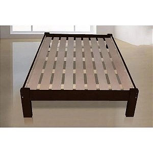 Cama Queen Size Turca Barion de Madeira Maciça Angelim Pedra/Tauari Tabaco
