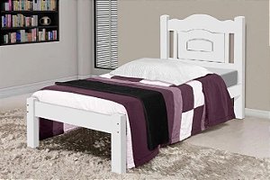 Cama de Solteiro Tarumã de Madeira Maciça Reforçada Tauari - Branco