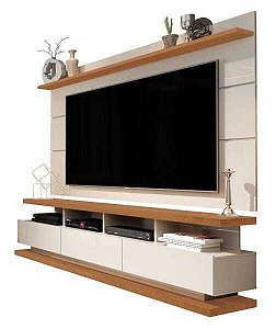 Rack Com Painel Para TV Até 72 Polegadas Off White/Freijó Germai
