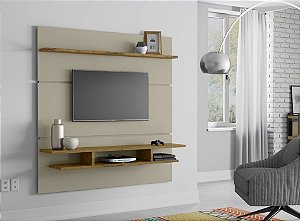 Painel Para TV Até 60 Polegadas Adryan Off White/Nature