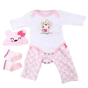 Roupa Para Boneca Bebê Reborn Coelho Com Bolinha Rosa - Shiny Toys