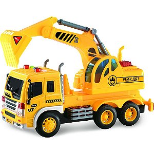 Caminhão Truck escavadeira Construção com luz e som 1:16