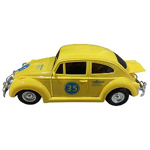 CARRINHO DE BRINQUEDO BEETLE COM LUZ E SOM BATE E VOLTA GIRA 360º AMARELO