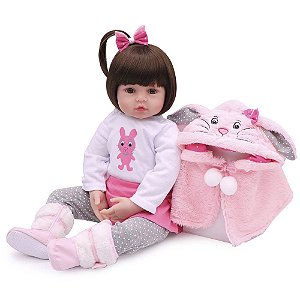 BONECA BEBE REBORN LAURA BABY SARAH 18'' 100% VINIL